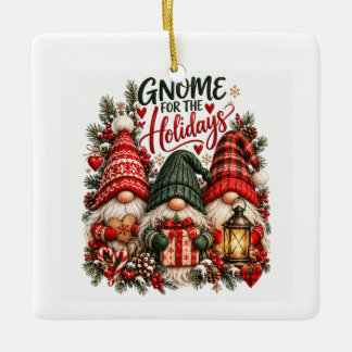 Adorno De Cerámica Trío de gnomos de Navidad Gnome for the Holidays