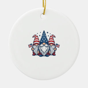 Adorno De Cerámica Trío de gnomos patrióticos diseño vectorial vintag