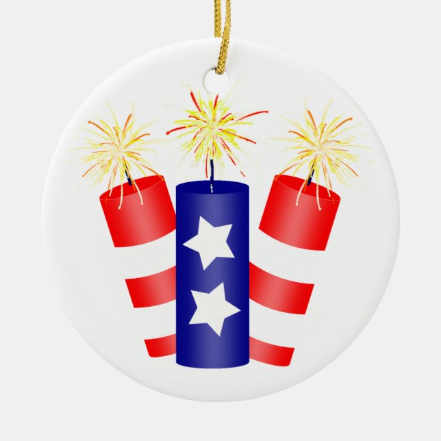 Adorno De Cerámica Trio de petardos para el 4 de julio (Frente)