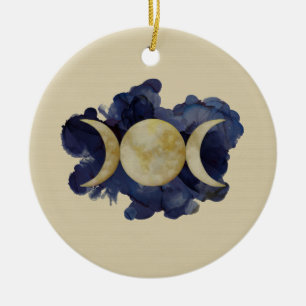 Adorno De Cerámica Triple luna - acuarela