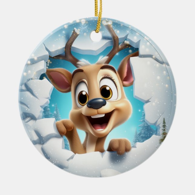 Adorno De Cerámica Triple venado 3D (Frente)