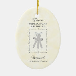 Adorno De Cerámica Triplets bautizados con cruces amarillas 3 persona