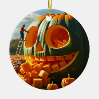 Adorno De Cerámica Tripulación de construcción de calabaza gigante