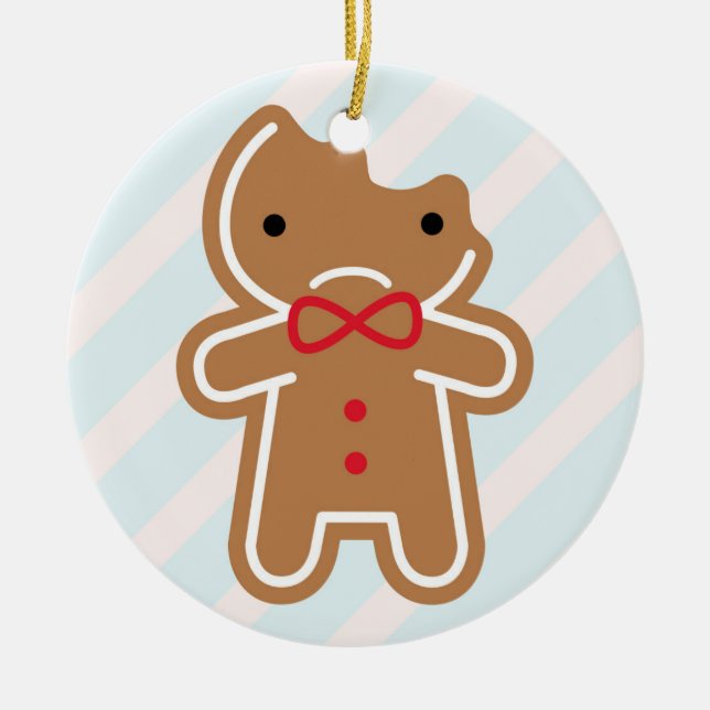 Adorno De Cerámica Triste Bitten Kawaii Gingerbread Man (Frente)