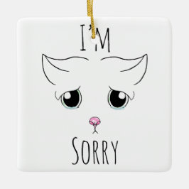 Adorno De Cerámica Triste cara de gato: Lo siento