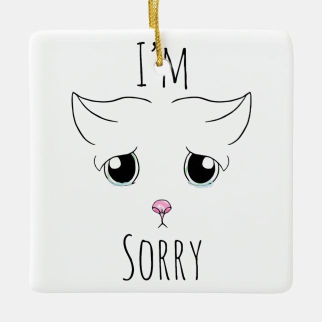 Adorno De Cerámica Triste cara de gato: Lo siento (Anverso)