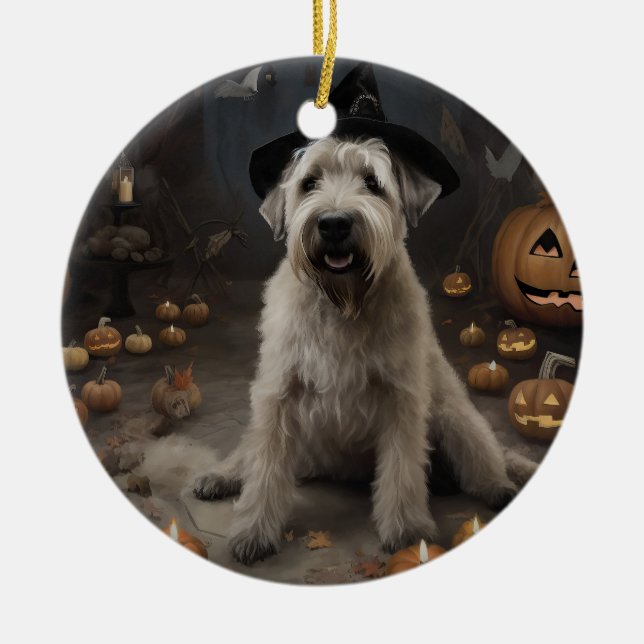 Adorno De Cerámica Triste miedo por las calabazas de Wheaten Terrier  (Frente)