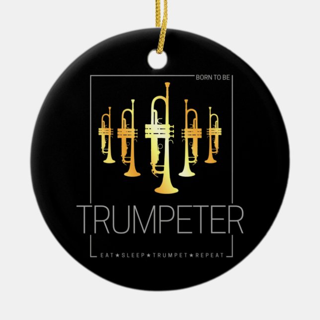 Adorno De Cerámica Trompeta nacida como trompeta para músicos (Frente)