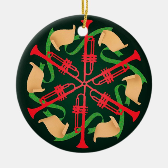 Adorno De Cerámica Trompetas y cintas (Frente)