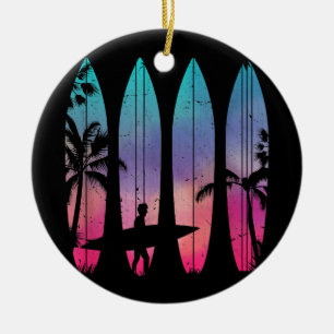 Adorno De Cerámica Tropical Beach Surfboard Surfing Surfing Ocean