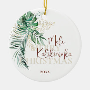 Adorno De Cerámica Tropical Botánico Mele Kalikimaka Foto familiar