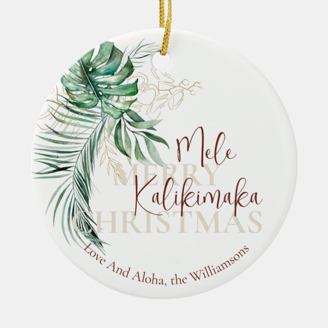 Adorno De Cerámica Tropical Botánico Mele Kalikimaka | Foto familiar (Frente)