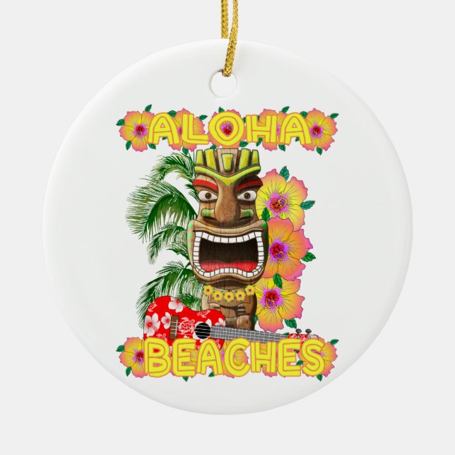Adorno De Cerámica Tropical Funny Aloha Bebe Hawai Tiki (Frente)