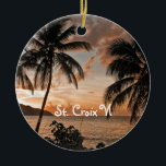 Adorno De Cerámica Tropical Sunset Beach Palms St. Croix USVI<br><div class="desc">Tropical Sunset Beach Palms St. Croix USVI Ornamento cerámico - este paisaje romántico fue fotografiado en Cane Bay en St. Croix US Virgin Islands. Me encanta cómo la puesta de sol, las palmeras y la ladera de la colina se unen para hacer una fotografía relajante de la puesta de sol....</div>