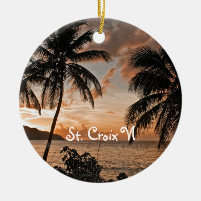 Adorno De Cerámica Tropical Sunset Beach Palms St. Croix USVI (Frente)