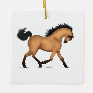 Adorno De Cerámica Trotting Buckskin Horse o Pony Equestrian Charm