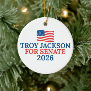 Adorno De Cerámica Troy Jackson para Senado Elección de Navidad 2026