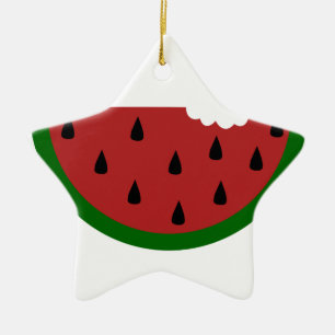 Adorno De Cerámica trozo de fruta mordida sandía