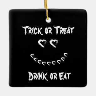 Adorno De Cerámica Truco de Halloween para el corazón de la luna u or