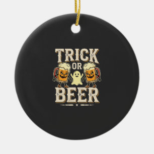 Adorno De Cerámica Truco o Cerveza Diseño de Cerveza de Halloween_1