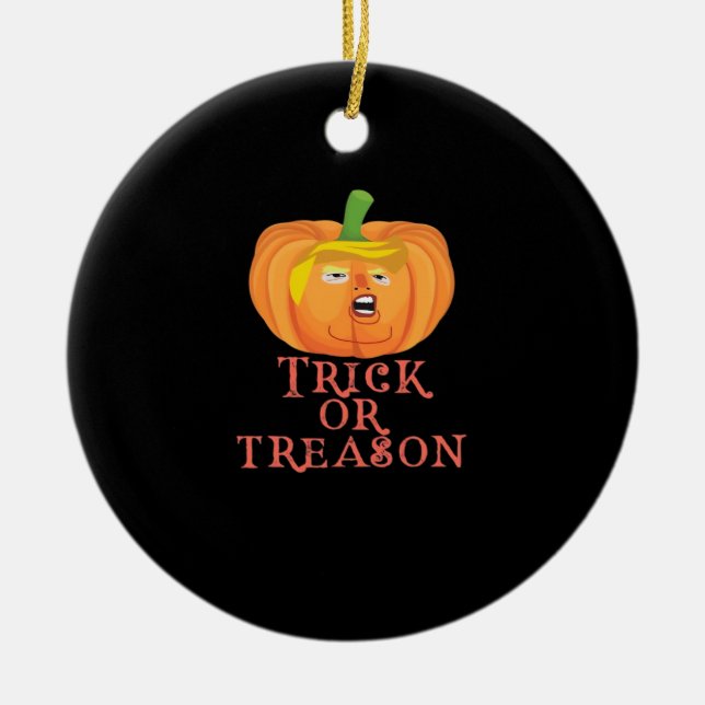 Adorno De Cerámica Truco O Traición Halloween Impete Diseño Trumpkin (Frente)