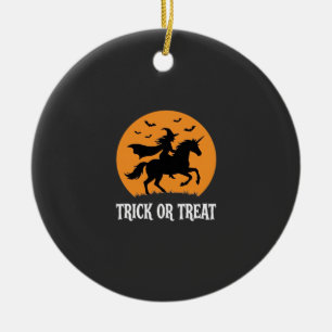 Adorno De Cerámica Truco o trato Bruja Unicornio Diseño de Halloween_