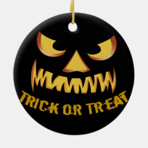 Adorno De Cerámica Truco o trato con cara de calabaza