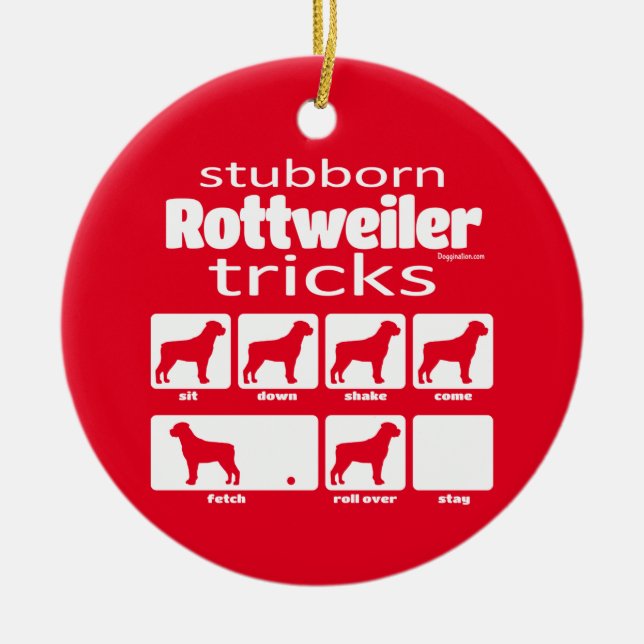 Adorno De Cerámica Trucos estrafalarios de Rottweiler (Frente)