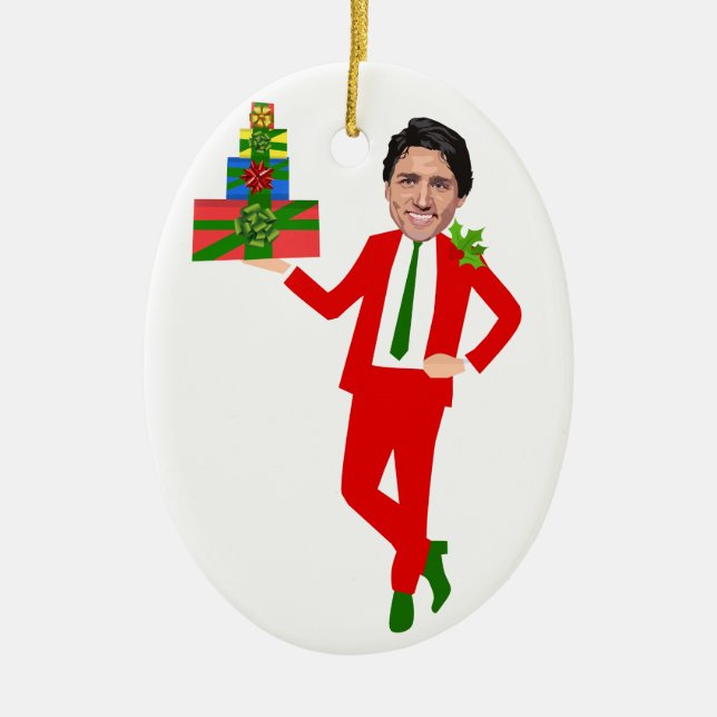 Adorno De Cerámica trudeau de Justin del navidad (Frente)