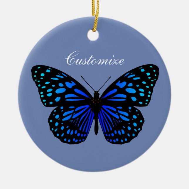 Adorno De Cerámica Trueno de mariposa azul (Frente)