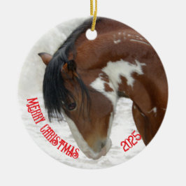 Adorno De Cerámica Trueno en Navidades de caballos de nieve