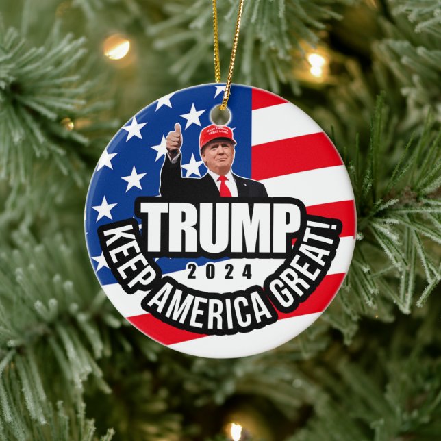 Adorno De Cerámica Trump 2020 Mantenga a Estados Unidos grande (Árbol)