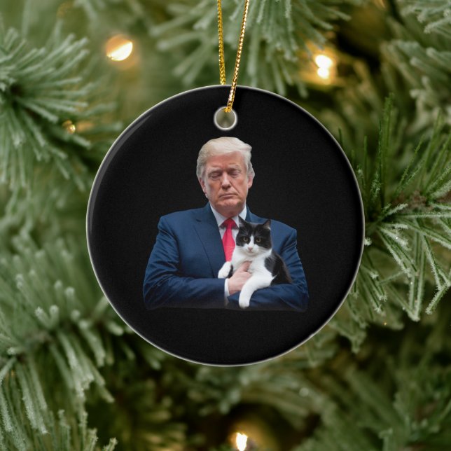 Adorno De Cerámica Trump 2024 Cat MAGA Funny Trump Cat (Árbol)