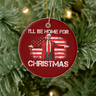 Adorno De Cerámica Trump 2024 Estaré en casa para Navidades