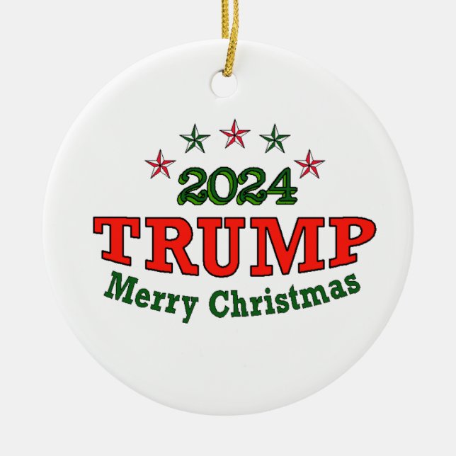 Adorno De Cerámica TRUMP 2024 Feliz Navidad (Frente)
