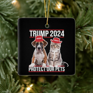Adorno De Cerámica Trump 2024 Protege Nuestros Animales Gatos Perros 