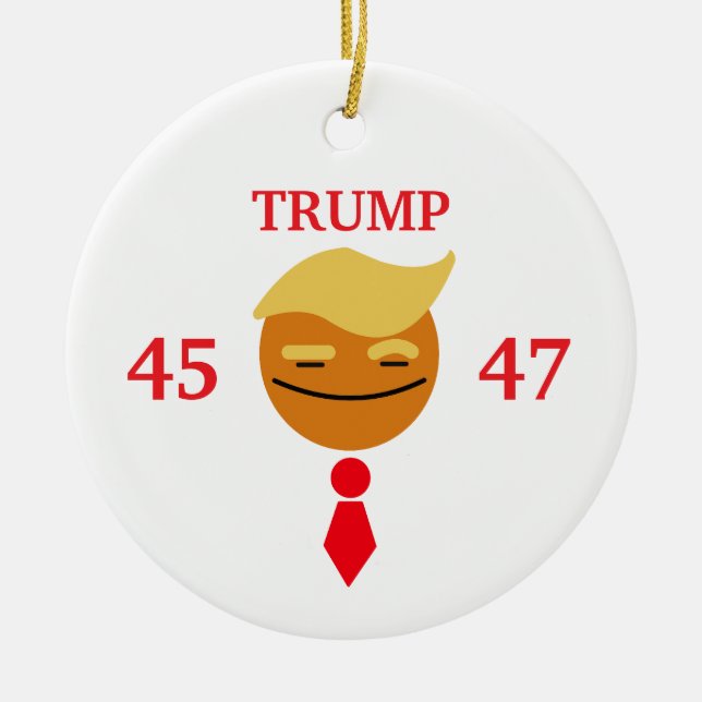 Adorno De Cerámica Trump Happy Face with Tie - 45/47 (Frente)
