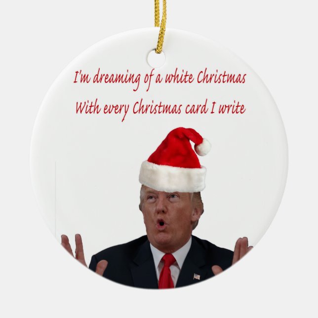 Adorno De Cerámica Trump, soñando con un Navidad blanco (Frente)
