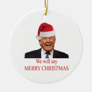 Adorno De Cerámica Trump: Vamos a decir Feliz Navidad