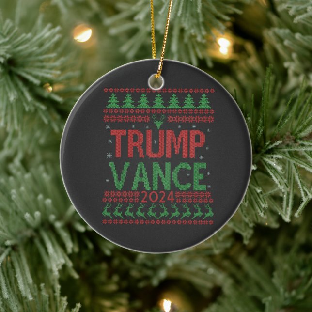 Adorno De Cerámica Trump Vance Elections Navidades feos suéter (Árbol)
