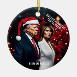 Adorno De Cerámica Trump y Melania malos Navidades