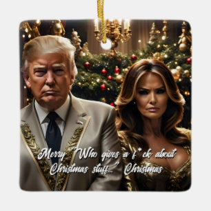 Adorno De Cerámica Trump y su esposa "quien da un m***o" Navidades