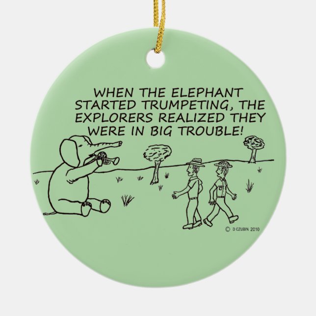 Adorno De Cerámica Trumpeando al elefante (Frente)