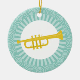 Adorno De Cerámica Trumpet Fun Turquoise Swirl Music