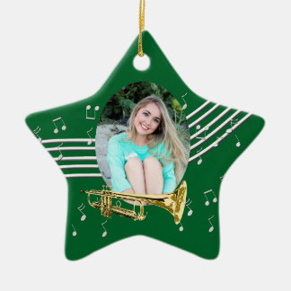 Adorno De Cerámica Trumpet Music Green Star Ceramic Ornament
