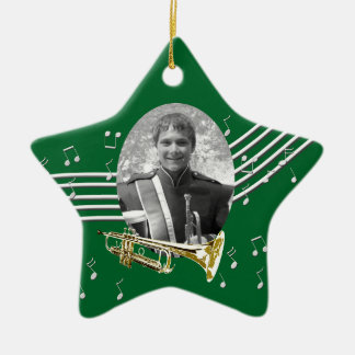 Adorno De Cerámica Trumpet Music Green Star Ceramic Ornament