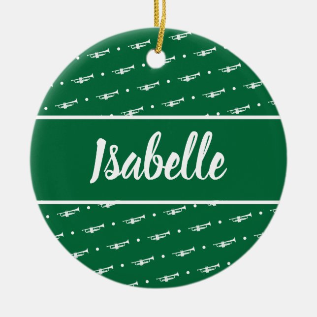 Adorno De Cerámica Trumpet Player Gira un músico personalizado Green (Frente)