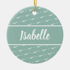 Adorno De Cerámica Trumpet Player Musician regalo Green personalizado