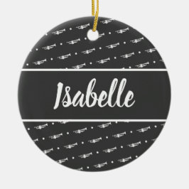 Adorno De Cerámica Trumpet Player regalo de músico personalizado negr