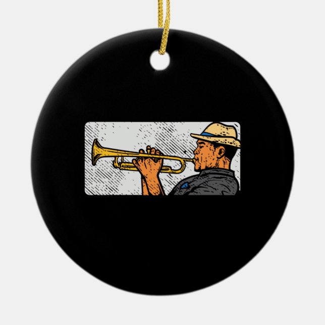 Adorno De Cerámica Trumpet Player Retro Trumpet Jazz Music (Frente)